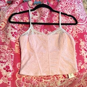 Lace Trim Pink Cami Top